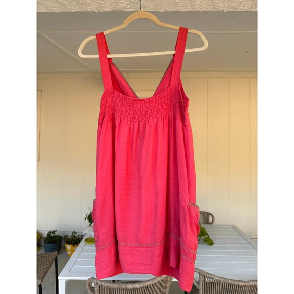 Y2K Red/Pink Boho Embroidered Pocket Mini Dress – Size Medium - Picture 3 of 3